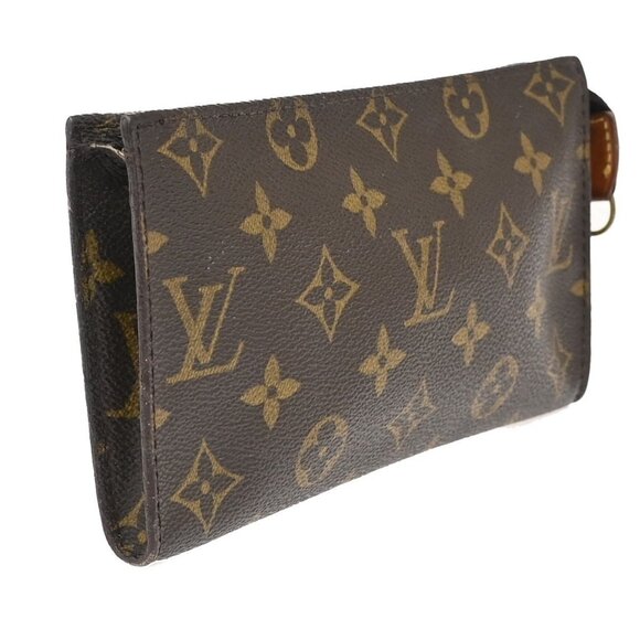 LOUIS VUITTON LV Logo Bucket GM Pouch Bag Monogram Leather Brown GHW - Picture 4 of 13